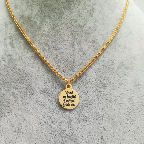 Gold Christian Bible Verse Scripture Necklace - Picture 2 of 3